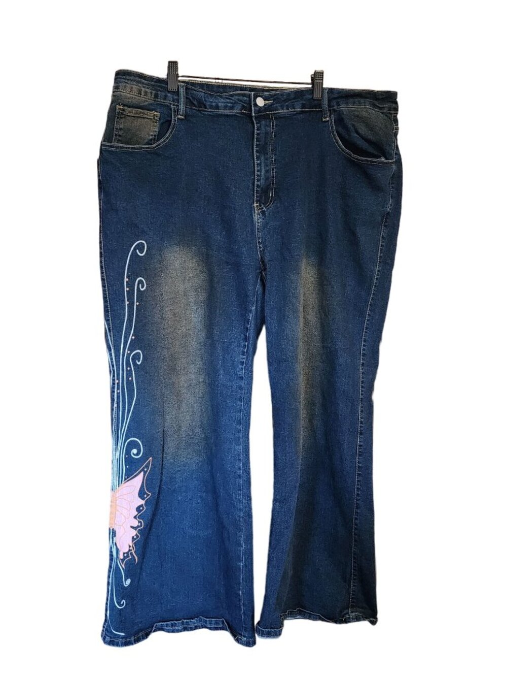 DT Denim Jeans  Butterfly Wide Leg Retro Womens Plus Size 4XL